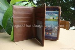 Genuine leather phone case wallet for Galaxy 