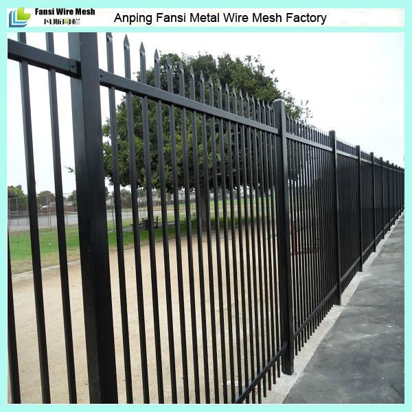 Galvanized tubular steel fence in store