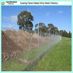 Chain wire fencing with barbed wire