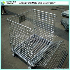 Galvanized foldable storage cage wire container