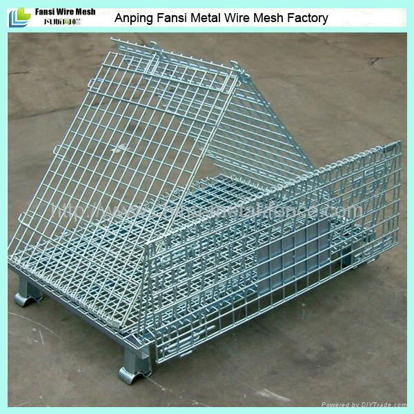 Galvanized foldable storage cage wire container 3
