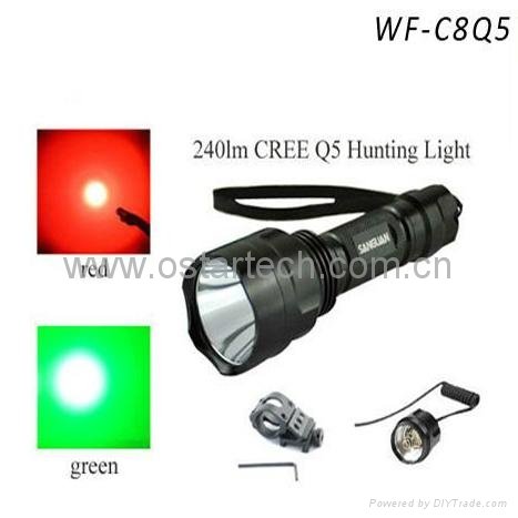Red/Green Hunting Torch rechargeable and waterproof light