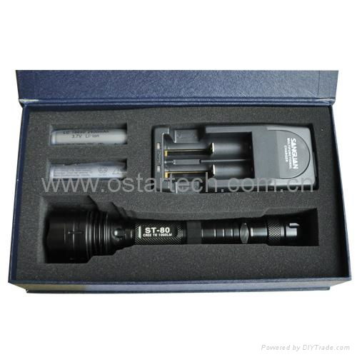 Tactical LED rechargeable Flashlight with Cree xml t6 led 5