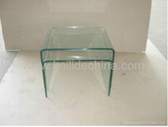 Tempered bent glass coffee table, glass furniture