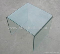 Tempered bent glass coffee table, glass furniture