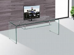 Bent Glass TV Stand for Glass Furniture