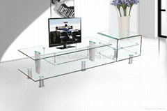 Bent Glass TV Stand for Glass Furniture