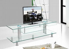 Bent Glass TV Stand for Glass Furniture