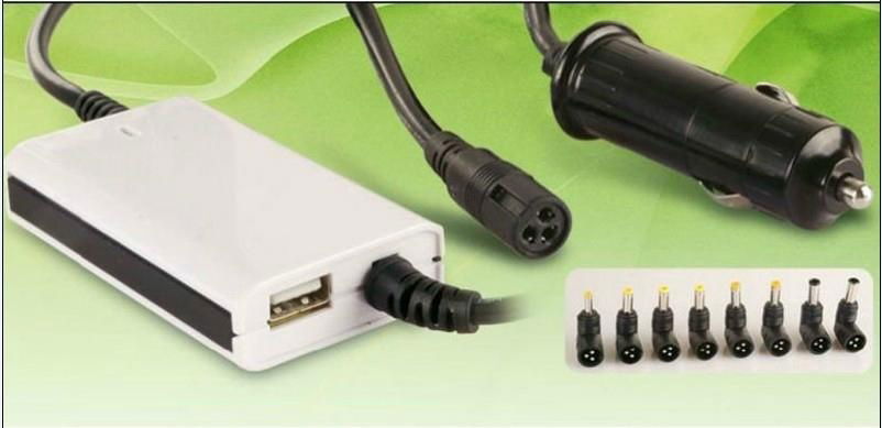 Emark Aproved New Arrival 90W mini Universal car adapter with 5V2A USB 4