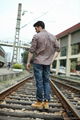 2013 popular checker fashion cotton men's shirt 4