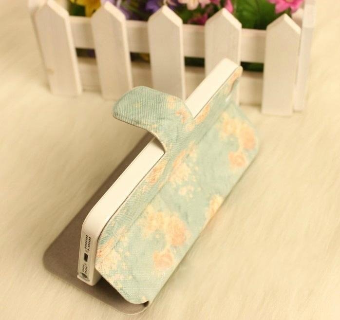 2013 new pretty PU printing flower stand phone cover  4