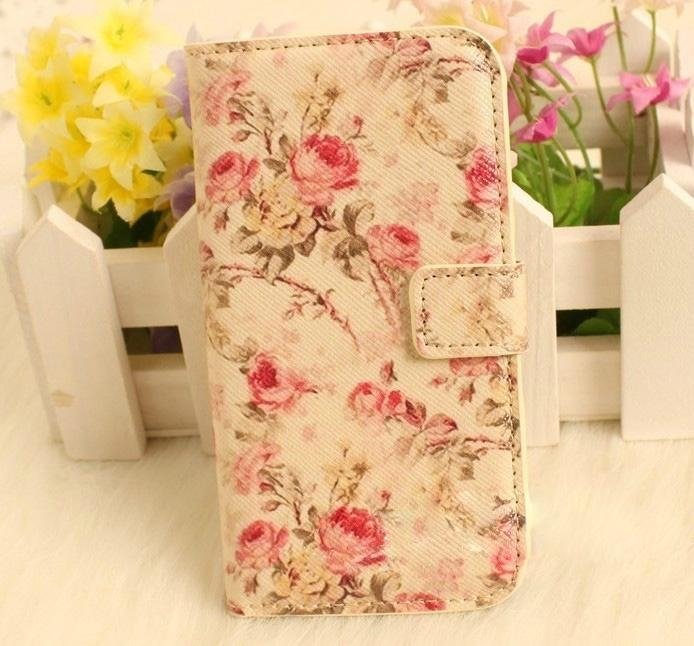 2013  new beautiful folwer painting PU iphone 4/5 case