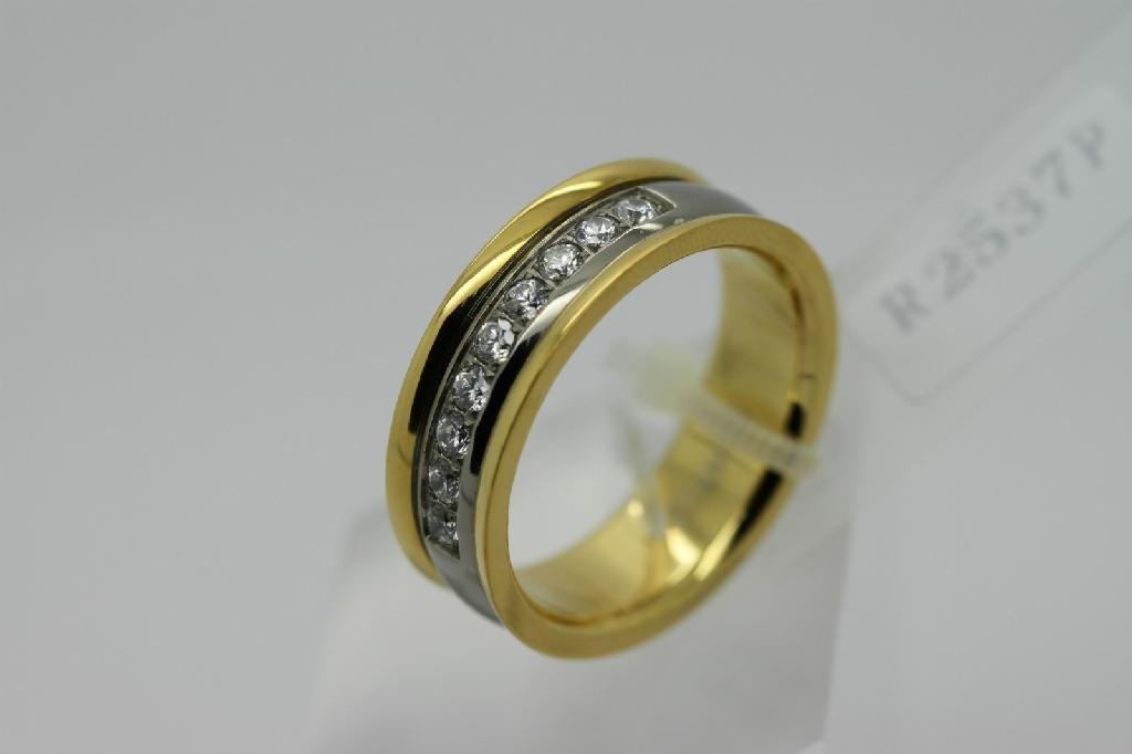 IP gold plated titanium ring with curb chain - R2537P - XJX (China ...