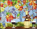 Stained glass mosaic artwork a grape tree 1