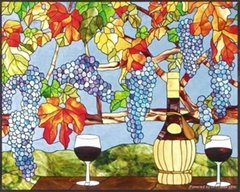 Stained glass mosaic artwork a grape tree