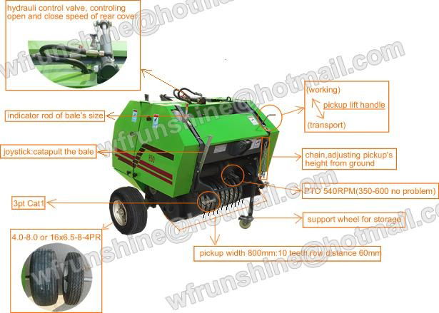 Mini round hay baler 3