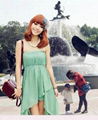 New Womens Strapless Temperament Irregular Skirt Gauze Green Long Maxi Dress 1