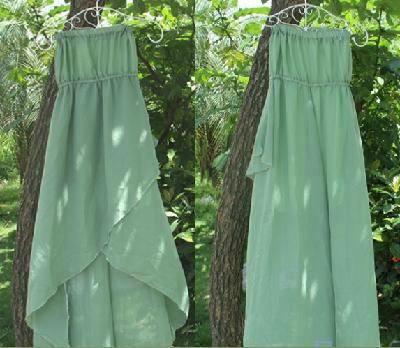 New Womens Strapless Temperament Irregular Skirt Gauze Green Long Maxi Dress 4