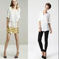 2013 New Women Fashion Simple Basic Sheer Chiffon Blouse T-Shirt With Pockets J 2