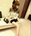 2013 HOT Womens Casual Black Lace Chiffon Splicing Shirt Long Sleeve Blouse Tops