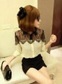 2013 HOT Womens Casual Black Lace Chiffon Splicing Shirt Long Sleeve Blouse Tops 3