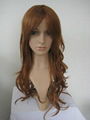 Women brown long wavy party cosplay wig daily wigs hair 1