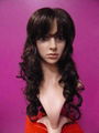 Women claret long wavy party cosplay wig