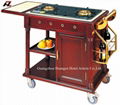  Kitchen Flambe Cooking Trolley with Gas Stoves 1