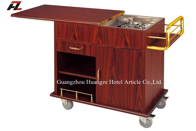 Europe Style Kitchen Cooking Carts -Kitchen  Flambe Trolley For Hotel    4