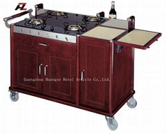 Kitchen Flambe Trolley with Double Gas Burner-Kitchen Cart Island