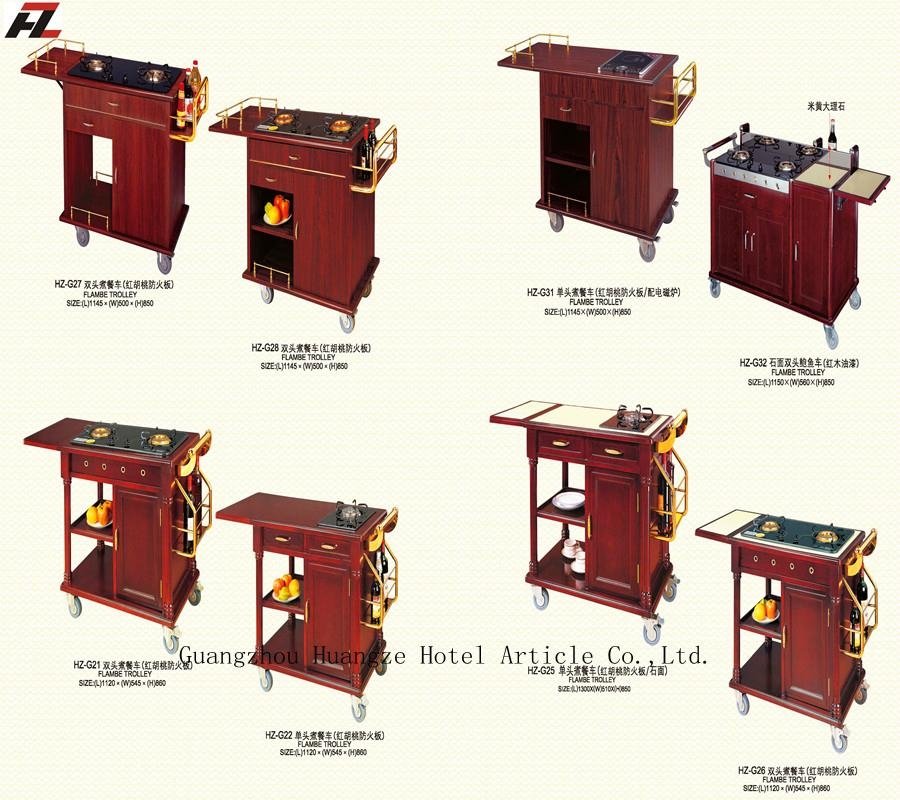 Kitchen Flambe Trolley with Double Gas Burner-Kitchen Cart Island  4