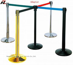 Bank Barrier Stanchions with Retractable Belt-Railing Stand        