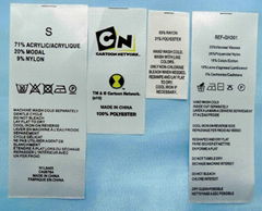 Printed Satin Care Labels for Clothing