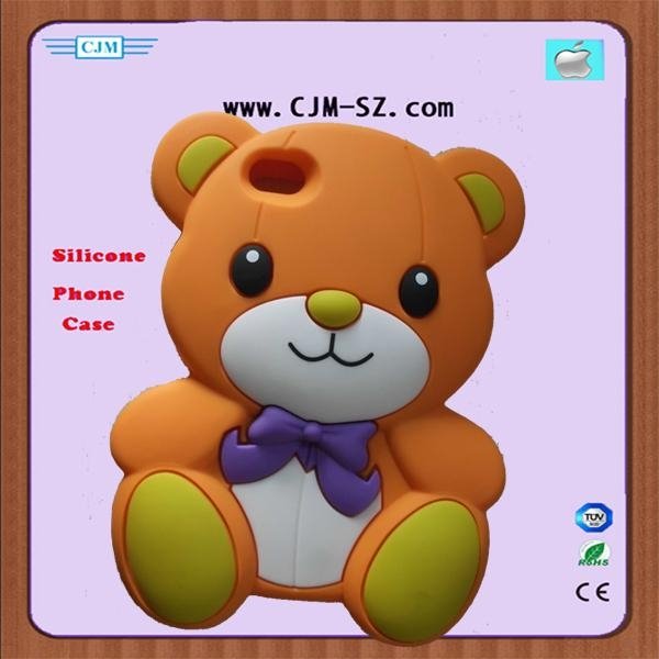 3D Lovely  Bear  silicone phone   case