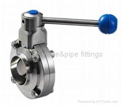 Stainless steel welded butterfly valve with pull handle 