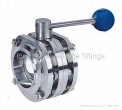 Stainless steel three pieces butterfly valve with pull handle   