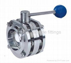 Stainless steel three pieces butterfly valve with pull handle