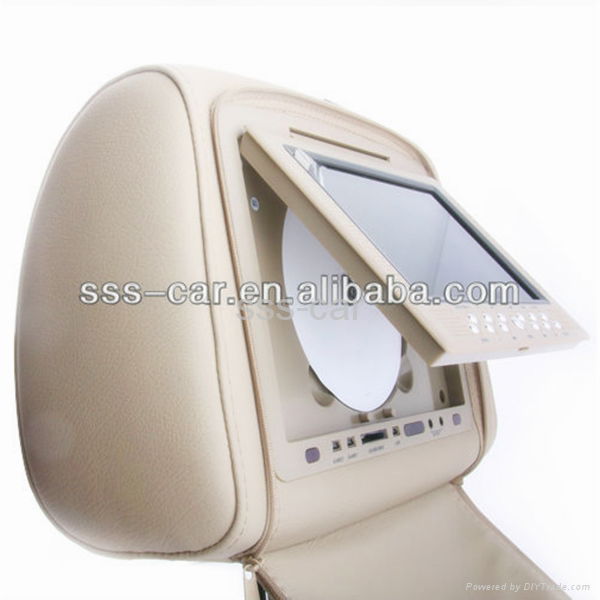 Dual 7'' wide tft lcd color screen car headrest dvd player  3