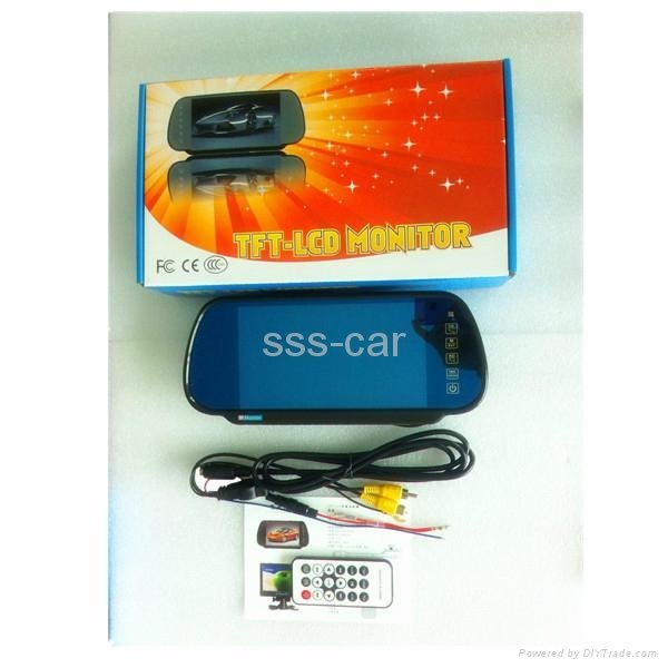  7'' Rearview mirror tft lcd monitor support dual video inputs and bluetooth  3