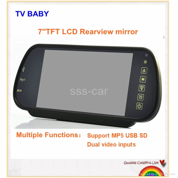  7 inch Rearview mirror monitor support MP5 function