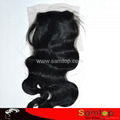 12"4*4 120% 1B Hot fashion human hair silk base lace closure 1