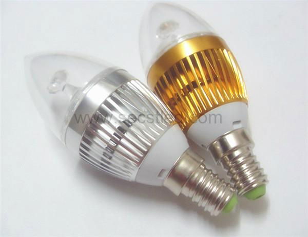 E14 AC85-265V 300lm warm white white 3w led candle bulb  2