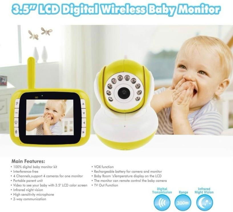 2.4GHZ Wireless Digital 3.5'' color video baby Monitor KIT 