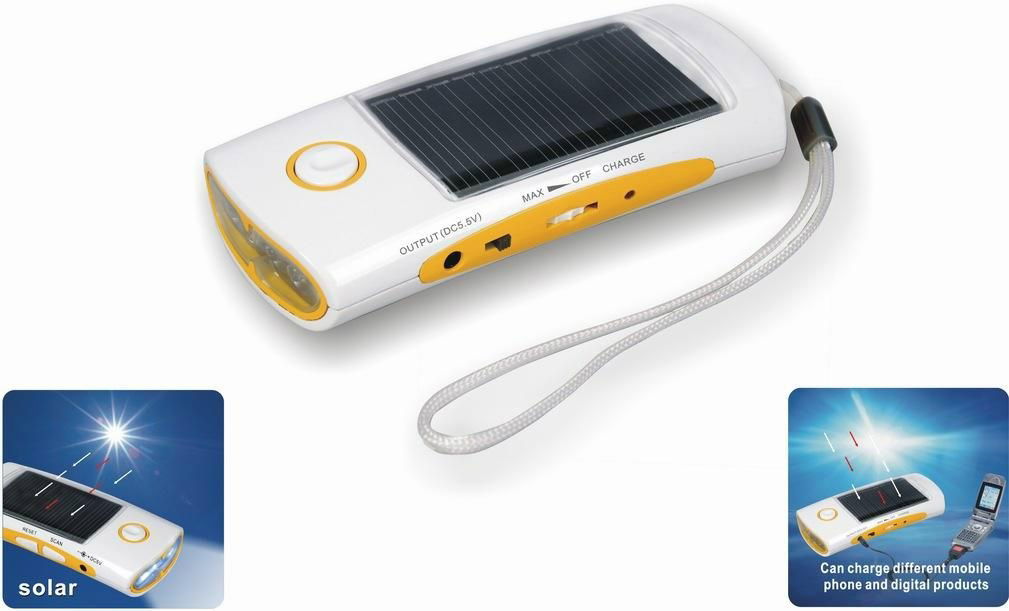 Solar torch with radio and charger