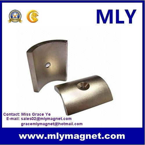 Strong Permanent Neodymium Custom Arc Magnet with Hole 