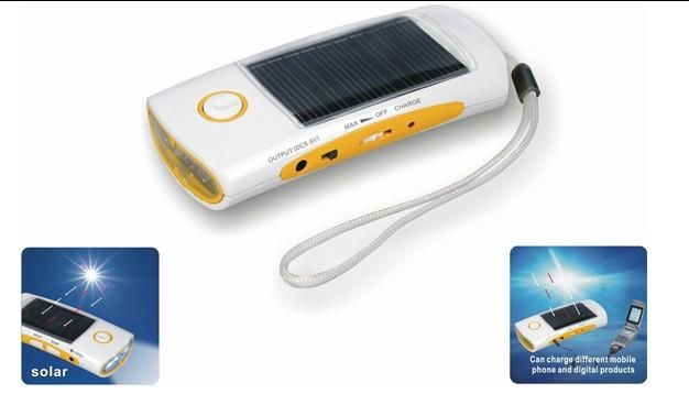 Solar torch with radio and charger	