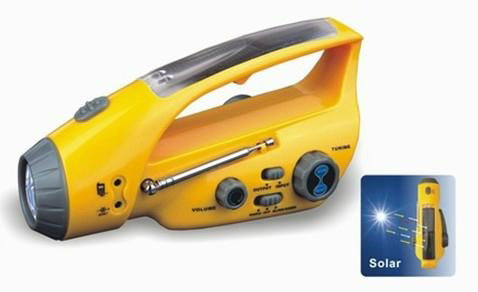 Solar dynamo torch with FM radio charger	