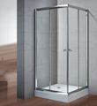 Square double sliding shower door