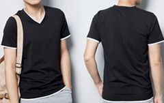 Summer Solid Pure cotton v neck t shirts free shipping