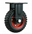 Heavy Duty Double Ball Bearing Corrugated Rubber Caster 1